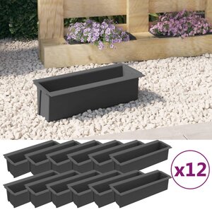 vidaXL Boîtes à fleurs pour palettes euro 12 Pièces Gris 36x13 5x9 5cm PP