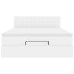 vidaXL Lit ottoman avec matelas & LED blanc pur 140x190cm similicuir