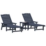 vidaXL Mobilier de jardin lounge 3 Pièces Bleu marine 38 x 38 x 46 cm