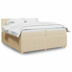 vidaXL Sommier à lattes de lit avec matelas Crème 200x200 cm Tissu