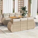 vidaXL Salon de jardin avec coussins 7 Pièces beige résine tressée