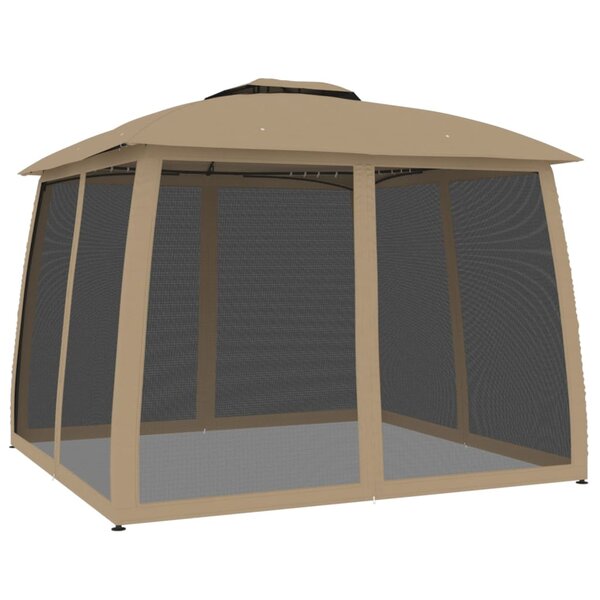 vidaXL Tonnelle avec double toit et parois en filet taupe acier