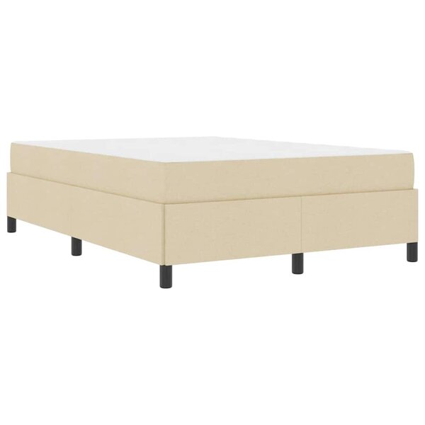 vidaXL Lit à ressorts Crème  Noir 160 x 200 cm Tissu  Bois Engineered