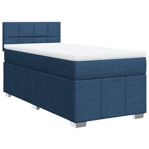 vidaXL Sommier à lattes de lit avec matelas Bleu 90x200 cm Tissu