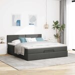 VidaXL Cadre de lit ottoman avec matelas gris foncé 180x200 cm tissu