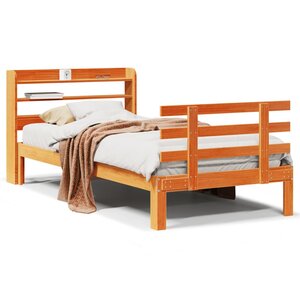 vidaXL Cadre de lit avec tête de lit sans matelas cire marron 75x190cm