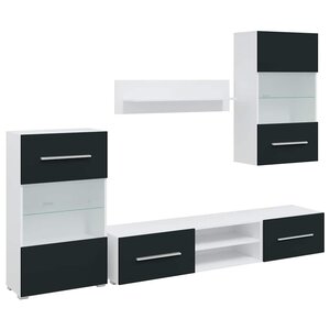 vidaXL Meubles TV 5 Pièces avec lumière LED indigo mat bois d'ingénierie