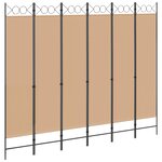 vidaXL Paravent à 6 panneaux Beige 240 x 200 cm Tissu