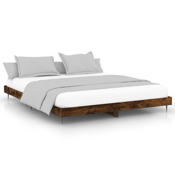 vidaXL Cadre de lit sans matelas chêne fumé 120x200 cm bois ingénierie