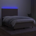 vidaXL Sommier à lattes de lit et matelas et LED Taupe 140x200cm Tissu