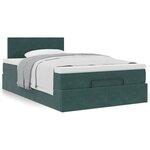 vidaXL Cadre de lit ottoman avec matelas vert foncé 120x200 cm velours