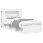 vidaXL Cadre de lit avec rangement Blanc 75 x 190 cm Bois d'ingénierie