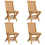 vidaXL Chaises de jardin et coussins beige lot de 4 Bois teck massif