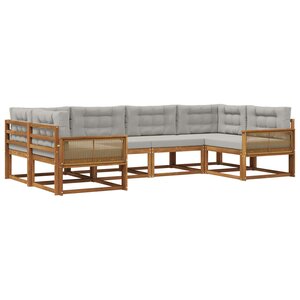 vidaXL Ensemble de canapés d'extérieur 6 Pièces Naturel et gris clair