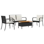 vidaXL Ensemble de jardin Noir polyrotin