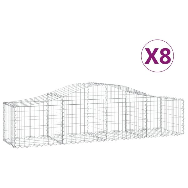 vidaXL Paniers à gabions arqués 8 Pièces 200x50x40/60 cm fer galvanisé