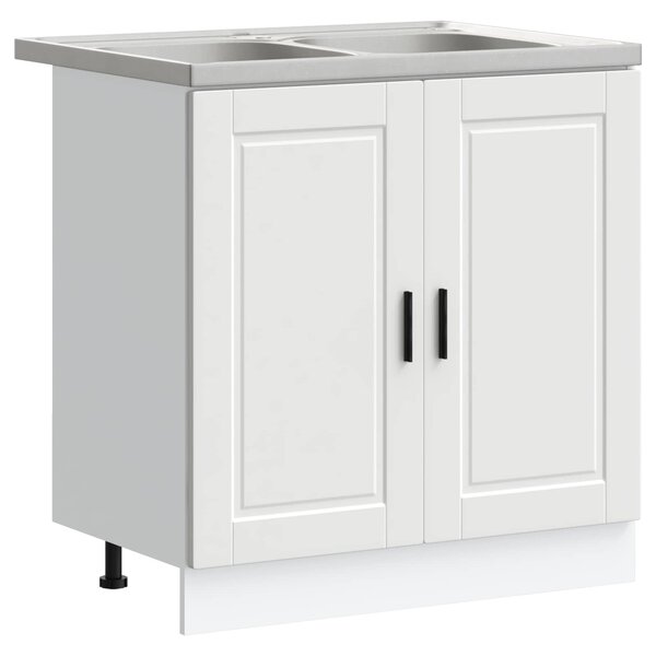 vidaXL Meuble sous évier Porto 2 Pièces Blanc Bois d'ingénierie