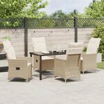vidaXL Ensemble de salle à manger de jardin 5 pièces avec coussins beige rattan poly