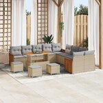 vidaXL Ensemble de canapé de jardin 14 Pièces Beige et Gris clair
