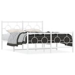 vidaXL Cadre de lit métal avec tête de lit/pied de lit blanc 140x190cm