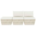 Salon de jardin meuble d'extérieur ensemble de mobilier palette 3 pièces avec coussins épicéa imprégné 02_0018367