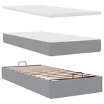 vidaXL Lit ottoman avec matelas et LED gris clair 90x200 cm tissu