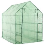 vidaXL Serre de plain-pied avec 12 étagères Acier 143x214x196 cm