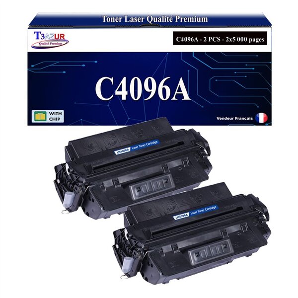 T3AZUR -2x Toners compatibles avec HP C4096A (96A) pour HP LaserJet 2000  2100  2100SE  2100TN  2100XI  2200