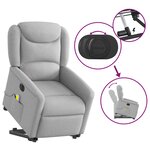 vidaXL Fauteuil inclinable de massage électrique gris nuage tissu