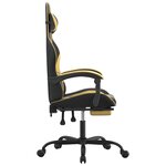 vidaXL Chaise de jeu pivotante et repose-pied Noir et doré Similicuir