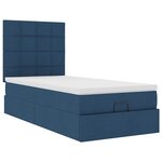 vidaXL Lit ottoman avec matelas et LED Bleu 100x200 cm Tissu