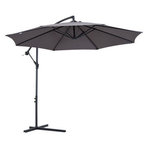 Parasol déporté octogonal inclinable manivelle pied acier Ø 3 x 2 5H m gris