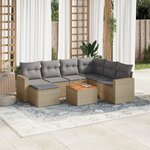 vidaXL Salon de jardin avec coussins 8Pièces mélange beige résine tressée