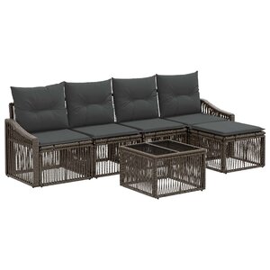 vidaXL Ensemble de canapé de jardin 6 Pièces Gris polyrotin