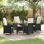 vidaXL Ensemble de jardin 5 pièces avec coussins noirs en poly rotin