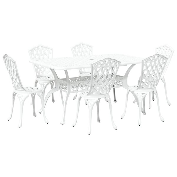 vidaXL Ensemble de salle à manger de jardin 7 pièces en aluminium blanc