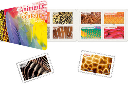 Carnet de 12 timbres - Les animaux en couleurs - Lettre Verte