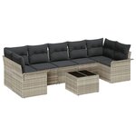 vidaXL Ensemble de canapé de jardin 8 Pièces Gris clair 55 x 55 x 37 cm