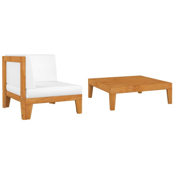 vidaXL Salon de jardin 2 Pièces avec coussins Bois d'acacia solide