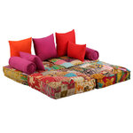 vidaXL Pouf modulaire à 2 places Patchwork Tissu