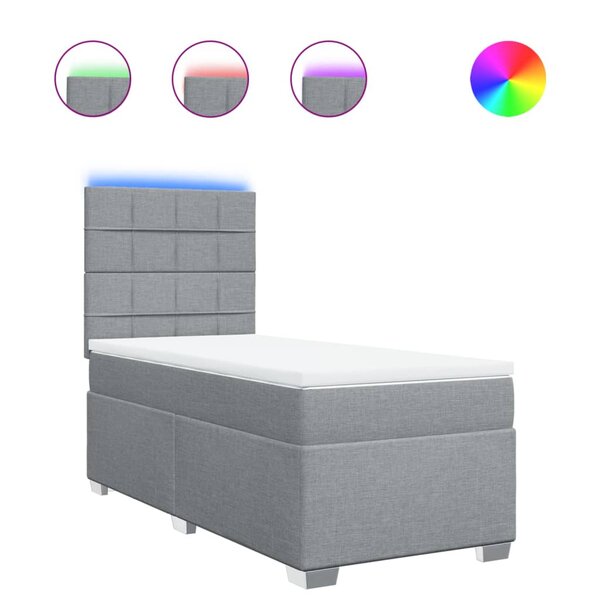 vidaXL Sommier à lattes de lit avec matelas Gris clair 100x200cm Tissu