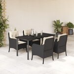 vidaXL Ensemble à manger de jardin coussins 5Pièces Noir Résine tressée