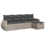 vidaXL Salon de jardin 5 Pièces avec coussins gris clair résine tressée