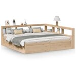 vidaXL Lit bibliothèque sans matelas 200x200 cm bois massif de pin