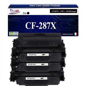 T3AZUR - 3x Toners compatibles avec  HP CF287X (87X) pour HP LaserJet Enterprise M506  M506dh  M506dn  M506n  M506x  M506xh