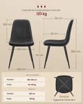 Chaises de salle à manger lot de 4 support métallique pieds réglables nettoyage facile chaises de cuisine tissu chenille texturé gris 12_0004984