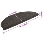 vidaXL Tapis d'escalier autocollants 20 pièces 65 x 21 x 4 cm Anthracite Demi-rond Grand