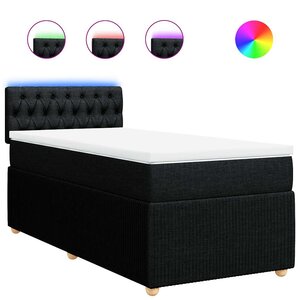vidaXL Sommier à lattes de lit avec matelas Noir 90x200 cm Tissu