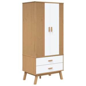 vidaXL Garde-robe OLDEN blanc et marron 76 5x53x172 cm bois massif pin
