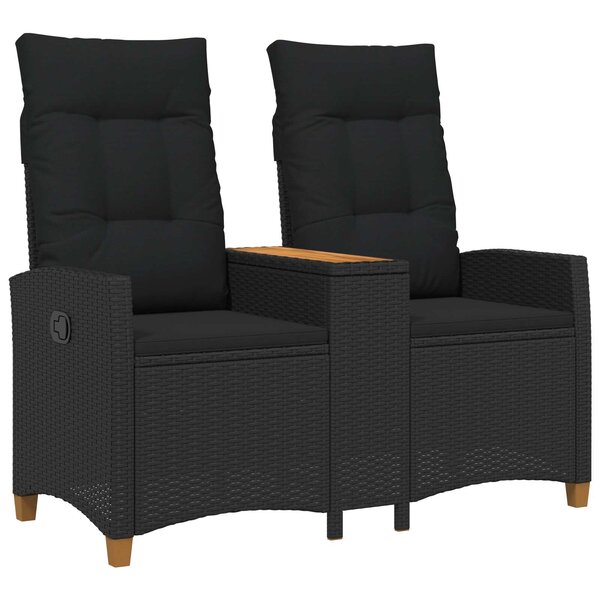 vidaXL Banc inclinable avec table Noir 126 x 65 x 112 cm polyrotin